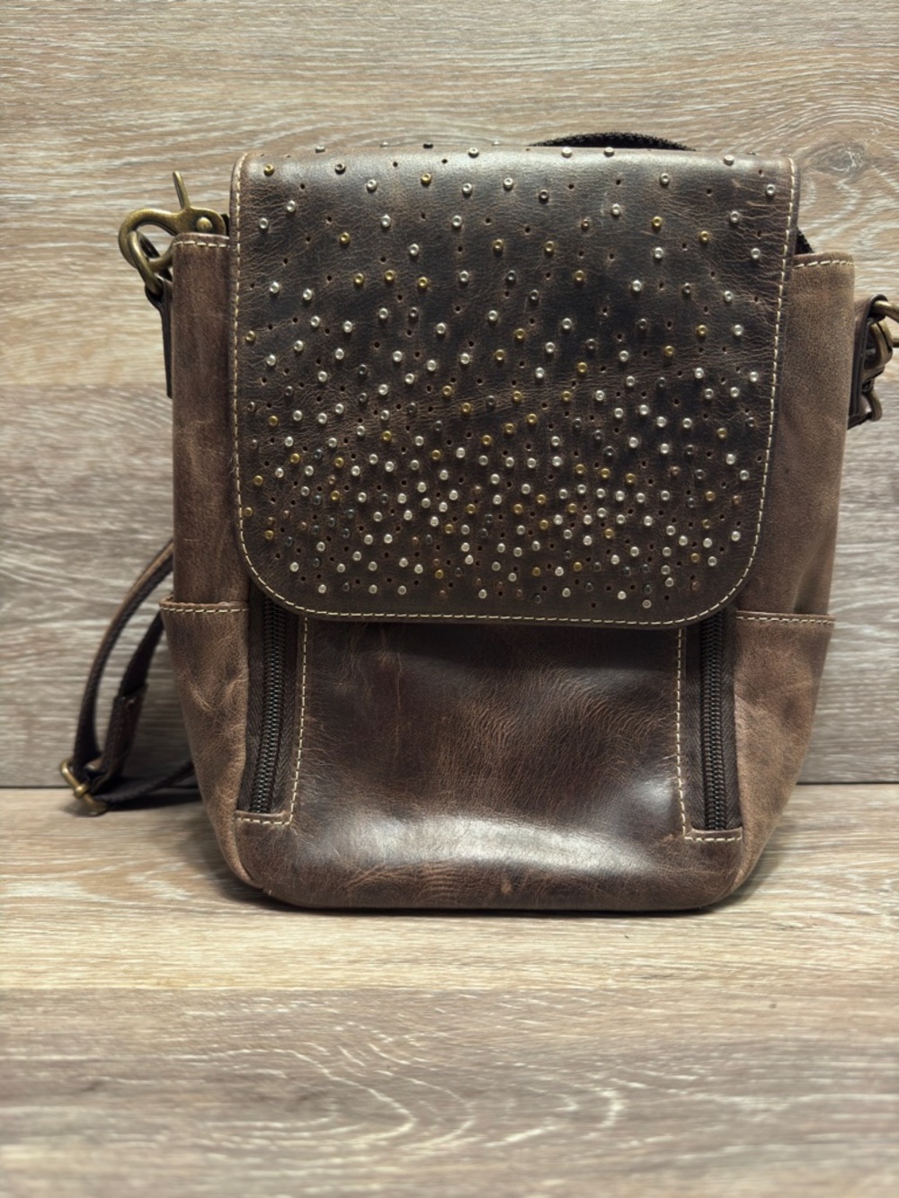 Gun Tote'N Mamas GTM-CZY/80 Concealed Carry Purse Crossbody Satchel Brown